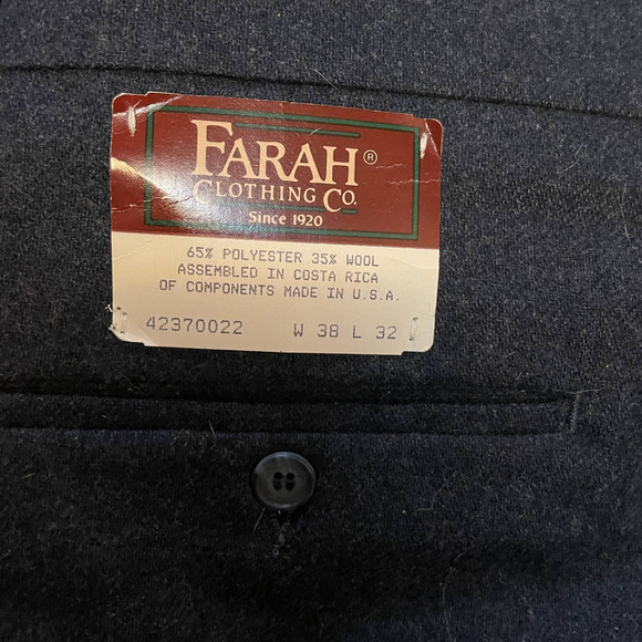 Vintage Farah Wool Blend Men's Dress Pants Trousers Dark Blue Size 38 x 32 NWT - Picture 4 of 8